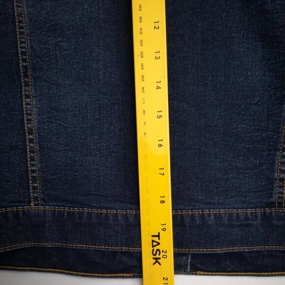 Moto Jeans Ladies Size XL Dark Wash Blue Button Front Jean Jacket - Picture 12 of 12